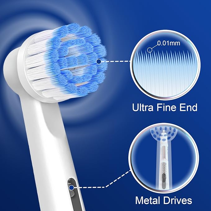 Pro Sensitive Gum Care Replacement Brush Heads Compatible with Oral-B Electric Toothbrushes, 8 Pack High Density Extra Soft Bristles Toothbrush Heads Refill, White
