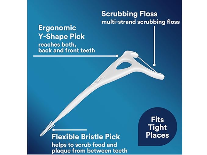 DenTek Easy Reach Complete Clean Floss Picks, with Strong Dental Floss, 75 Count, 3 Pack