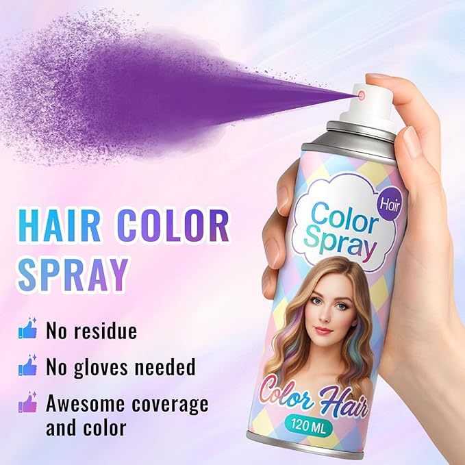 Temporary Gray Hair Color Spray – 1-Day Washable Grey Hair Color for Women Kids Men, Fun Hair Spray for Halloween, Cosplay, Costumes, Parties, Festivals, Crazy Hair Day, DIY Hair Looks