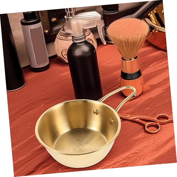 FRCOLOR 2pcs Stainless Steel Shaving Soap Bowls with Ergonomic Handle Small Lather Containers for Men’s Facial Grooming and Soap Storage