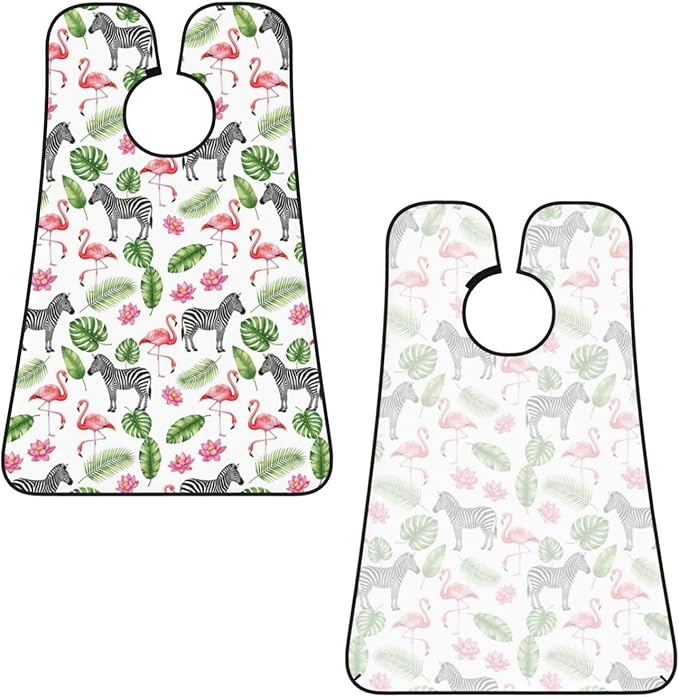 Men's Beard Maintenance Apron, Waterproof & Easy Clean, Exotic Pink Flamingo Zebra Hawaii Tropic Palm Leaf Floral Print
