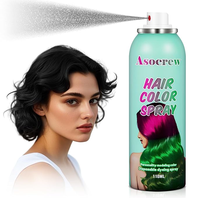 Black Hair Spray,Hair Color Spray Dye,Grey Temporary Hair Color Dye for Kids Women Men,Hairspray Color Pomades,Washable Color HairSpray for Party, Cosplay,Halloween,Christmas. (Black)