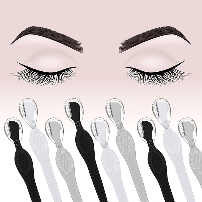 Mudder 28 Pcs Eyebrow Razor Knife Shaver Trimmer Shaver Multipurpose Exfoliating Tool Facial Hair Removal for Women Valentine gift(Black,White,Gray)