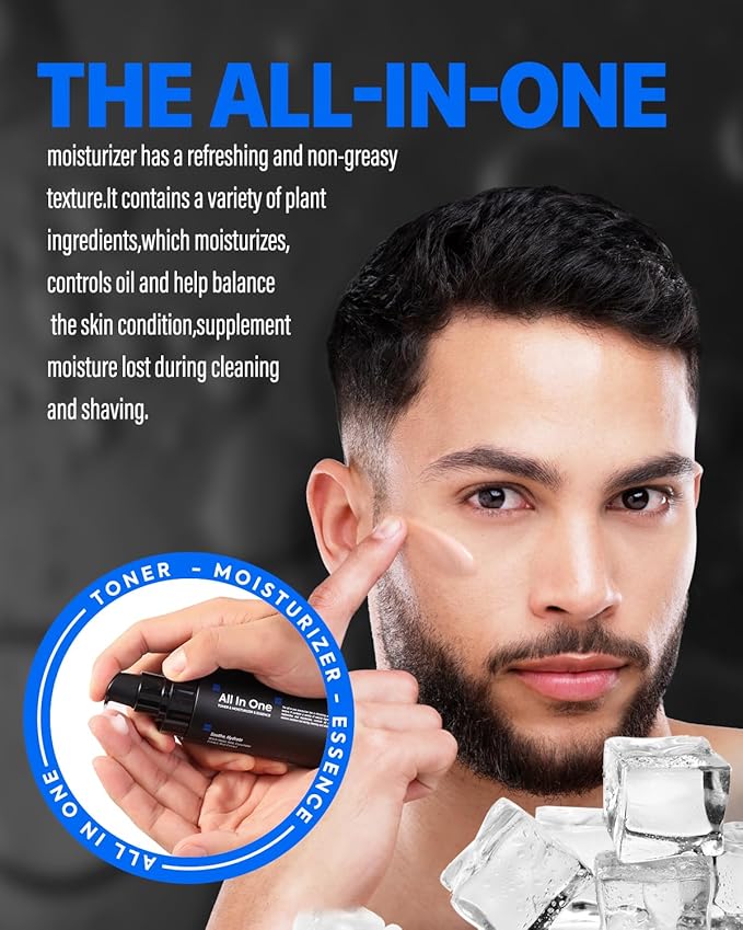 Mens Face Moisturizer, Refreshing & Moisturizing Facial Lotion for Men, Rice Extract, Witch Hazel & Cucumber Extract, Lightweight, Alcohol-Free, 4.05OZ