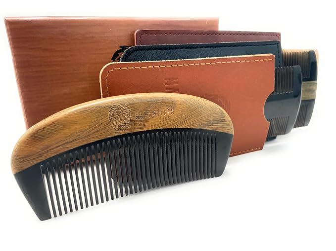 Premium Natural Ox horn and Sandalwood Beard Mustache Comb | Perfect Grooming Companion & Gift for Men – by Man & Mane