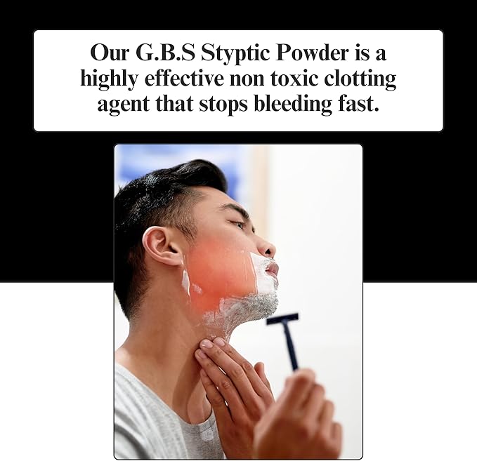 G.B.S Styptic Powder Vials with Sealed Top Stop Bleeding, First Aid Useful for Minor Cuts, Nosebleeds, Camping Safety Survival Kit (.18 oz) (6)