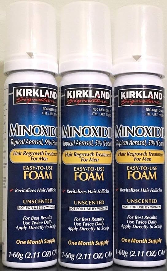 NEW - Kirkland Minoxidil for MEN Hair Growth Treatment Unscented 3 Month Supply Topical Aerosol 5% (Foam), (Compare to Men's Rogaine's Active Ingredient)