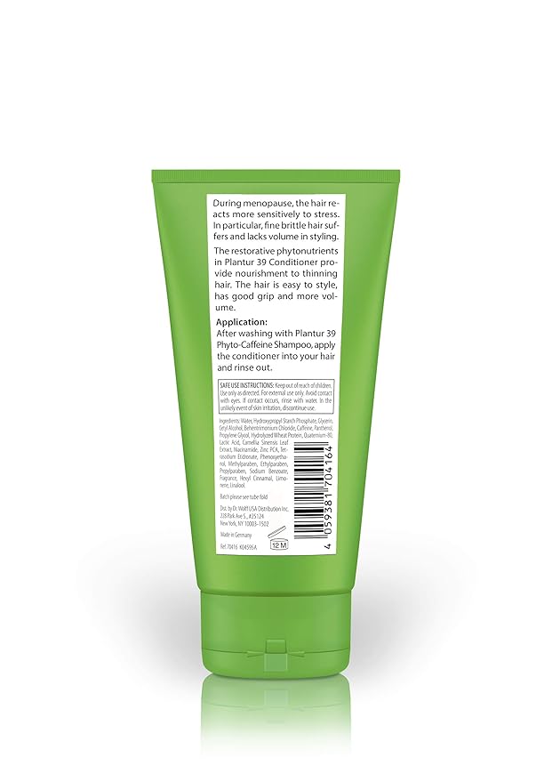 Plantur 39 Phyto Caffeine Women's Nourishing Conditioner 5.07 Fl Oz, for Fine, Thinning Natural Hair Growth, Sulfate Free, Wheat Protein, White Tea Extract