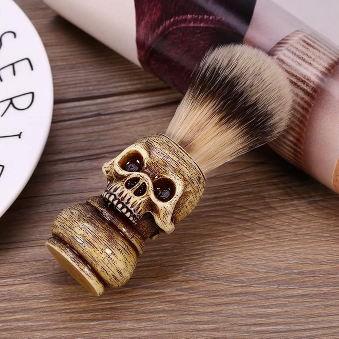 Shaving Brush, Hair Shave Brush, Skull Head Shape Mens Shaving Brush for Shaving Cream Foam or Soap