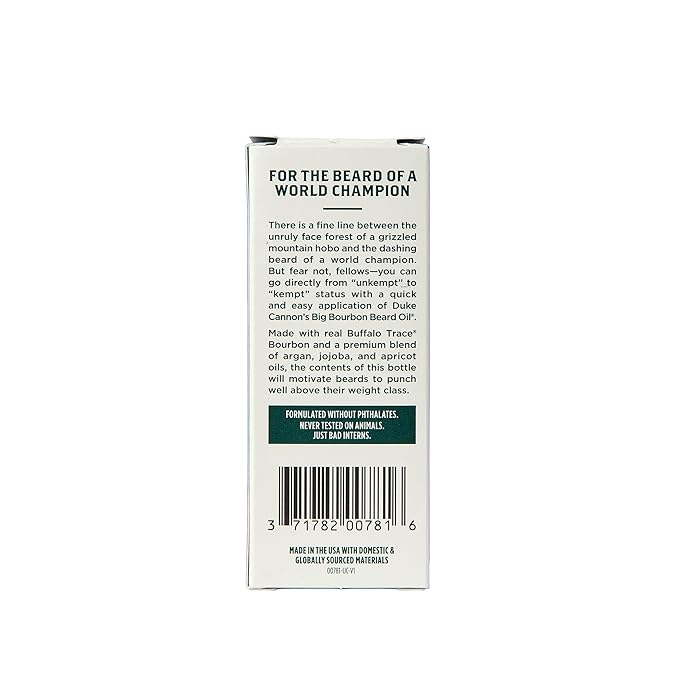 Duke Cannon Bourbon Beard Oil for Men – Bourbon Scented Beard Conditioner – Softens, Strengthens & Controls Frizz – 1 fl oz Grooming Oil