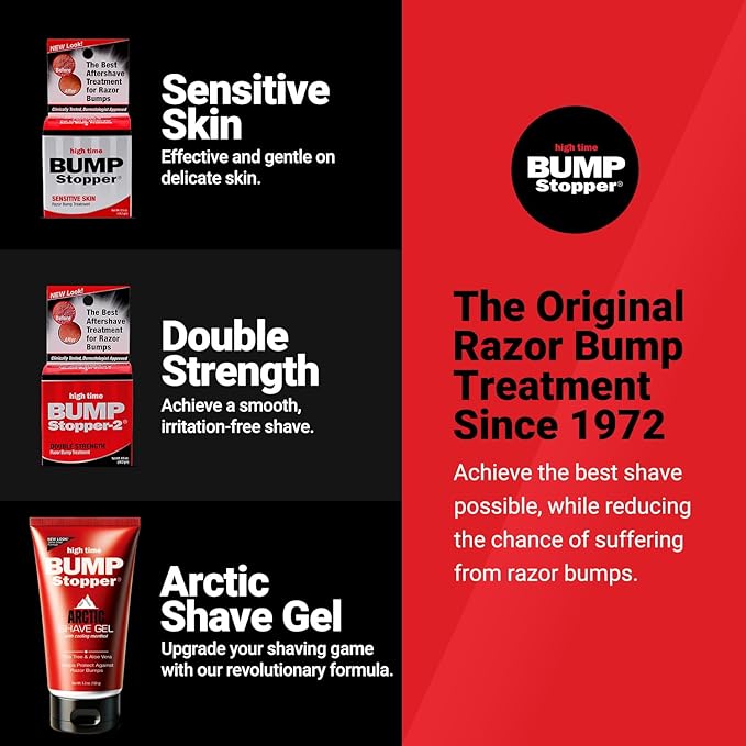 High Time Bump Stopper Sensitive Ingrown Hair Cream | Aftershave Lotion for Men and Women | Razor Bump Balm | 0.5 OZ (2 Pack)
