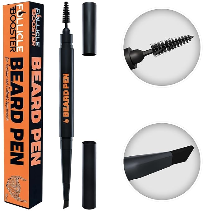 Beard Pen Filler for Men - Barber Styling Grooming Pencil - Waterproof, Sweat Proof, Long Lasting Solution with Natural Finish - Cover Beard and Scalp Patches in Seconds - Medium Brown 1 Pack