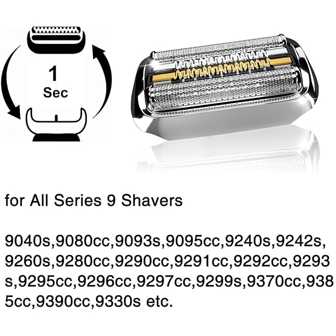 94M Series 9 Pro Electric Shaver Replacement Head for Braun Series 9 Pro and Series 9 Replacement Head for Electric Razors 9290cc, 9291cc, 9370cc, 9376cc, 9293s, 9260s, 9295cc, 9385cc (94M/1pcs)