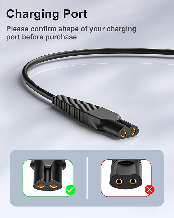 12V Charger Replacement for Braun Shaver Series 3/5/7/9/1, Auto Power Off & Charging Display 12V 400mA Power Cord Compatible with Braun Shaver Series Razor 3040s 310s 340S, 5018s, 740S and More Models