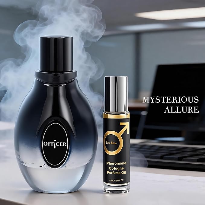 Men’s Eau de Parfum, Woody Fresh Cologne for Men, Long Lasting Modern Masculine Scent, 3.4 Fl Oz (100ml) Officer 100ml&Pheromone