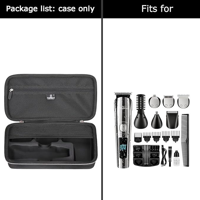 Tourmate Hard Storage Case for Brightup Beard Trimmer for Men, Hair Clippers, Electric Razor Shavers Storage Holder (Case Only)