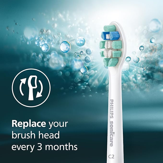 Philips Sonicare C2 Plaque Control - Genuine Replacement Electric Toothbrush Heads, White, 2 Pack, HX9022/77