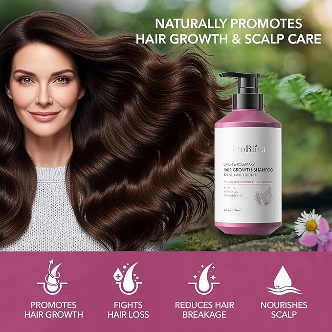 Onion & Rosemary Hair Growth Shampoo: Biotin Infused Shampoo for Hair Loss and Thinning Hair - Promotes Healthier, Thicker and Stronger Hair for Women and Men (16.9 Fl Oz (Pack of 1)) | Shampoo, for Hair Loss, and Thinning Hair, Promotes Healthier, Thi...