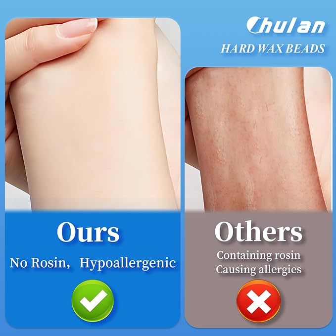 Chulan Hard Wax Beads, 1000g Heart Wax Beans for Sensitive Skin, Hypoallergenic Waxing Bead for Coarse Hair Removal, Body, Brazilian, Bikini, Legs, Armpits Women Home Blue