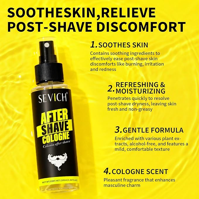 SEVICH Aftershave for Men,Soothing Spray with Aloe Vera & Oat Extract,Refreshing Scent,Relieves Razor Burn & Irritation,100ml