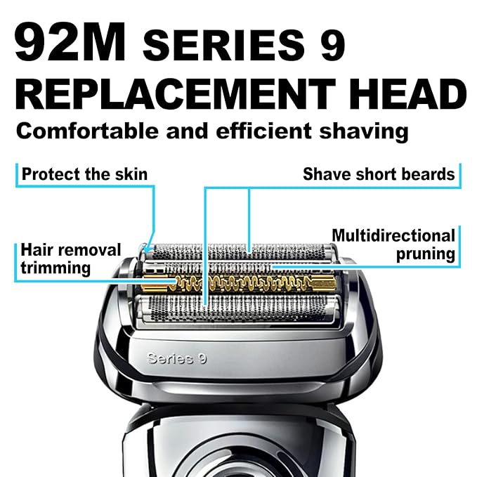 92M Series 9 Electric Replacement Shaver Head Accessories Series 9 Electric Shaver blade Compatible with Braun Series 9 9290cc, 9291cc, 9370cc, 9293s, 9385cc, 9390cc, 9330s, 9296cc (Upgraded ver.)