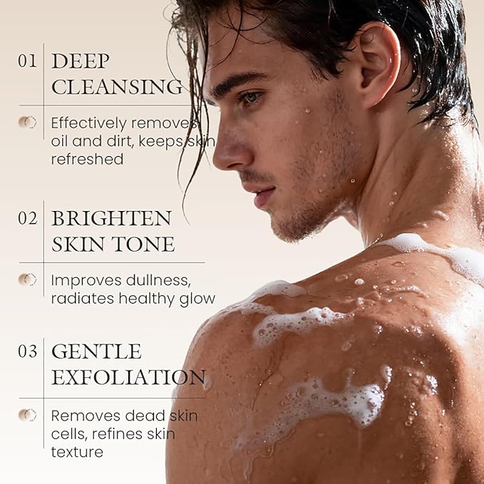 3 in 1 Men's Bar Soap, Natural Herb-Infused Scent, Moisture-Rich pH Balanced Cleanser for Face Body Hand, Hypoallergenic Vegan Whitening Soap for All Skin Types(4.23oz, 2-Pack)