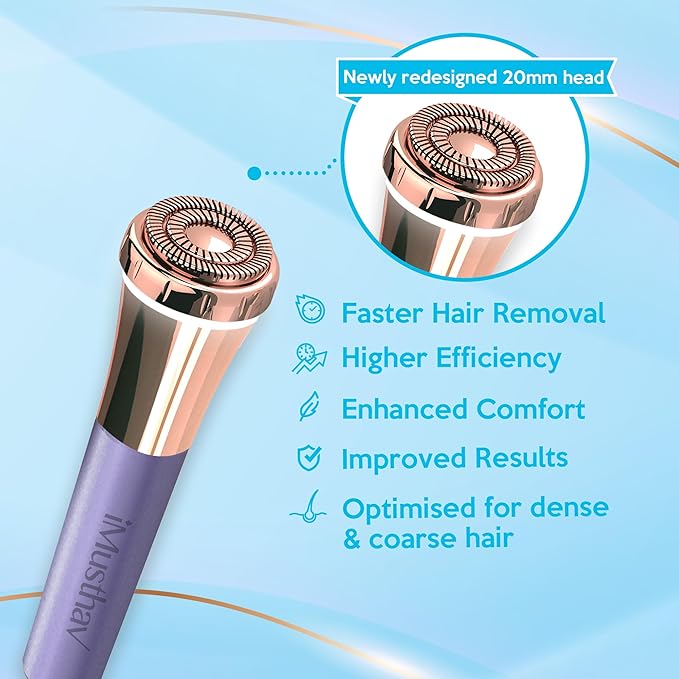 Facial Hair Remover for Women | 18K Gold 20mm Dual Ring Head | 360° LED Light USB Rechargeable
