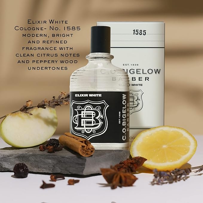 C.O. Bigelow Elixir White Cologne for Men, Spice & Citrus Fragrance, Long Lasting Men's Cologne, Elixir Perfume for Men, 2.5 Fl Oz