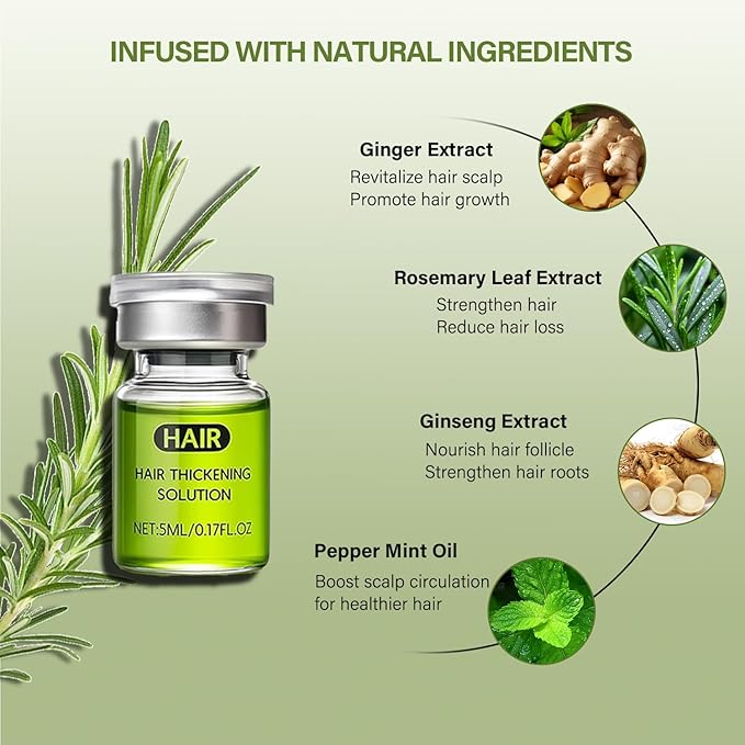 Hair Regrowth System, Hair Growth Treatment for Fuller & Thicker Looking Hair, Hair Growth Serum Infused with Ginseng & Ginger Extract, Hair Thickening Solution, Helps Prevent Hair Loss