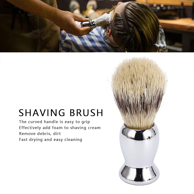 2Pcs Shaving Brush for Men, Long Soft Dense Brush Hair with Handle for Foaming Cream and Beard Shaving