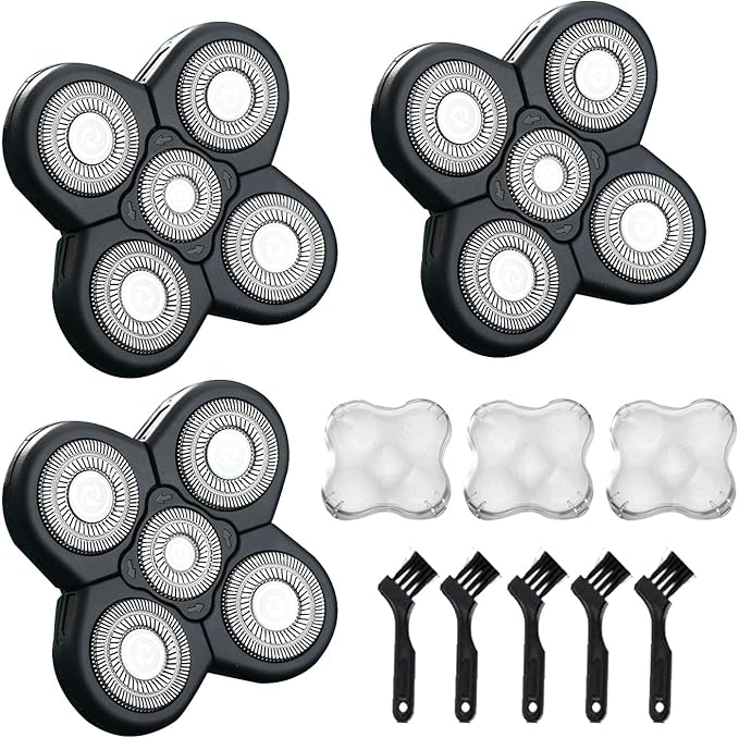 3PCS 5D Head Shaver Heads for Bald Men Sharp Compatible with Many Brands Electric Shaver (3 PCSX5D Black)