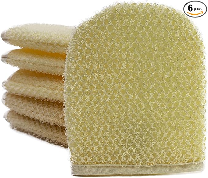 PPHAO Facial Cleansing Sponge - Exfoliating Facial Cleansing Cloths Gloves Mitts - Softweave Exfoliating Washcloths - 6 Pack