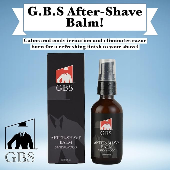 G.B.S Aftershave Balm Sandalwood, for Men - soothes razor burn, redness and irritation