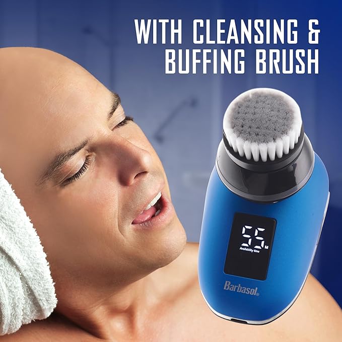 Signature Series Rechargeable Wet and Dry Rotary Head Shaver with Stainless Steel Blades, Cleansing/Buffing Brush and LCD Screen