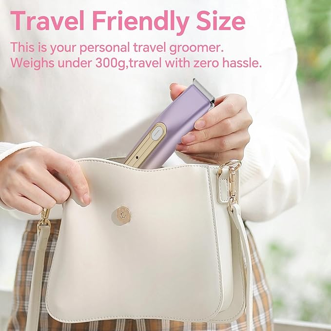 Bikini Trimmer for Women - 2 in 1 Dual Head Electric Razor, Painless Pubic & Body Hair Remover for Face, Legs, Underarms, IPX6 Waterproof, Cordless Rechargeable for Travel, Gift for Her (Purple)