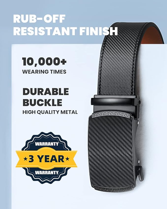 Zitahli Belt Men, Ratchet Belt Dress with 1 3/8" Premium Leather,Slide Belt with Easier Adjustable Automatic Buckle
