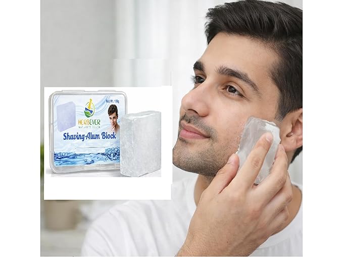 Aftershave Alum Block – Natural Unscented Shaving Stone for Men, Post-Shave Care for Sensitive Skin, Travel-Friendly with Durable Plastic Case & Hanging Option (100 g / 3.5 oz)