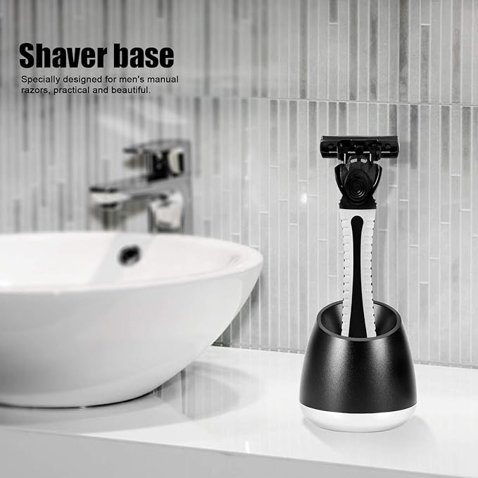 Zerodis Holder, Non Slip Metal Safety Shaving Stand with Rubber Bottom for Men Travel Shaver Base for Shower Bathroom Kitchen