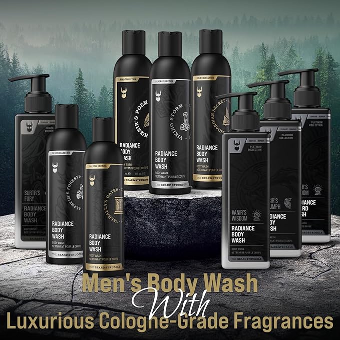 The Beard Struggle Men's Body Wash Viking Storm - Silver Collection - Skin Cleaning Agent - Natural Body Wash - Shower Gel Liquid Soap - 240 mL / 8 US. fl. oz.