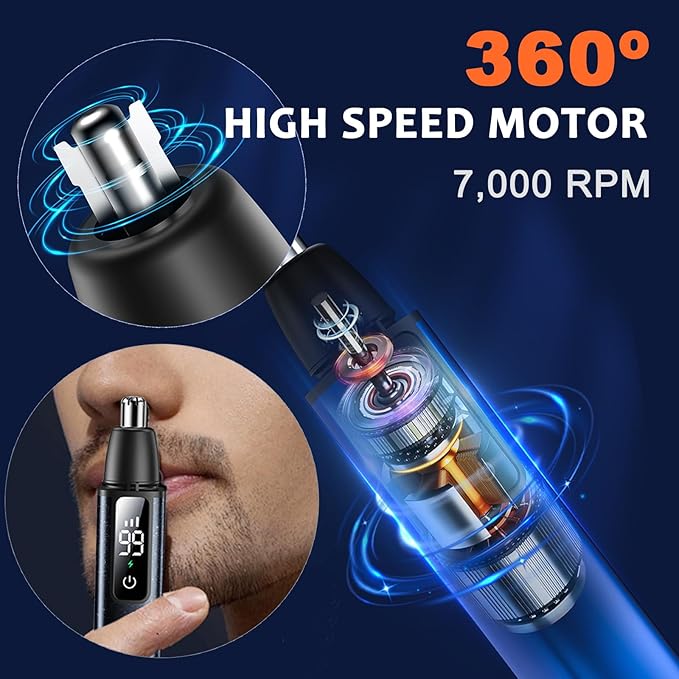 Nose Ear Hair Trimmer for Men – Eyebrow Hair Razor 2-in-1 Rechargeable Dual-Edge Face Shaver for Face Nose Peach Fuzz for Women