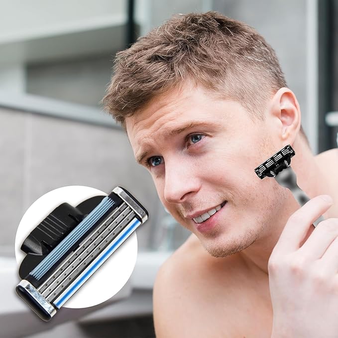 Precision Razor Blades 24Pcs Double Lubrication Strip Manual Razor Replacement Blades,Compatible with Mach 3 Razors Refills,Men's Manual Universal Shaver Blades