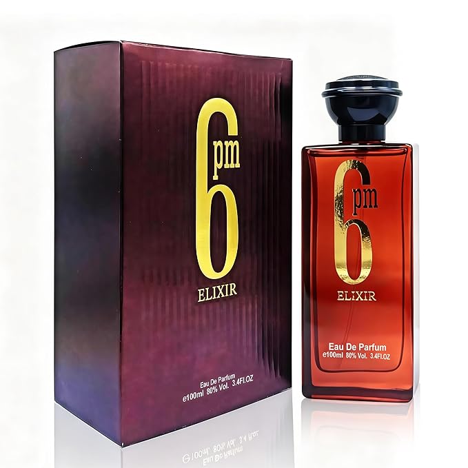 6pm Elixir Men's Eau de Parfum 3.4 Fl Oz Warm Woody Cologne Long Lasting Fragrance Amber Tobacco Scent Gift for Him
