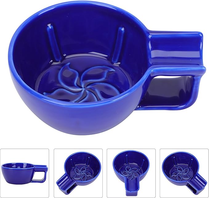 Healifty Ceramic Shaving Soap Bowl for Men Blue Foaming Bowl Shaving Container Home Use