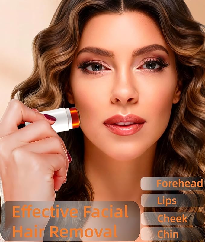 2-in-1 Painless Eyebrow Trimmer & Flawless Facial Hair Remover for Women - Gentle Dual Head Design for Brows, Lip, Chin, Cheeks - Rechargeable Type-C(White)