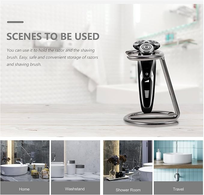 TEHAUX Men’s Ferroalloy Razor Brush Stand and Firm Razor Holder Organizer for Bathroom Shower Storage
