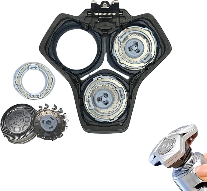 SH71 Replacement Rotary Head Fit for Philips Norelco Shaver Series 7000 and Series S5500, Metal Wheel Buckle and Upgrade 15 Precision Blades (Silver)