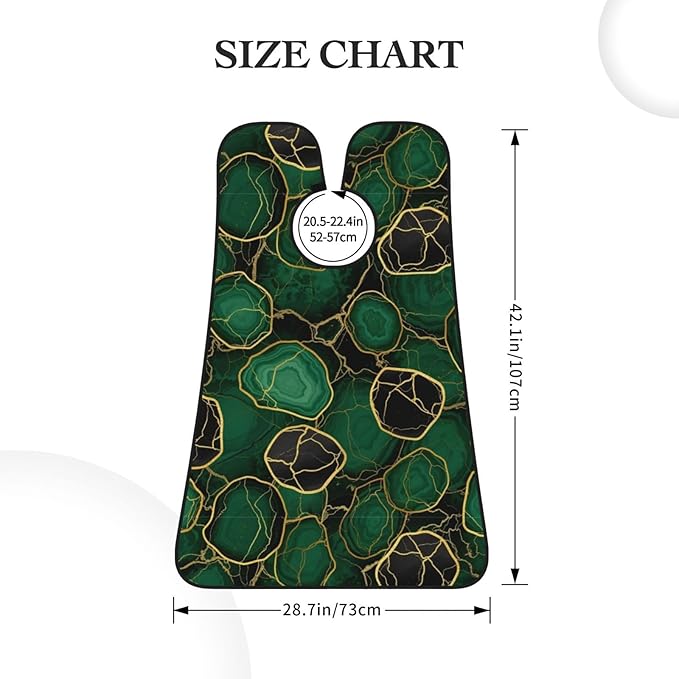 Men's Beard Maintenance Apron, Waterproof & Easy Clean, Emerald Green Marbled Gold Glitters Green Marble