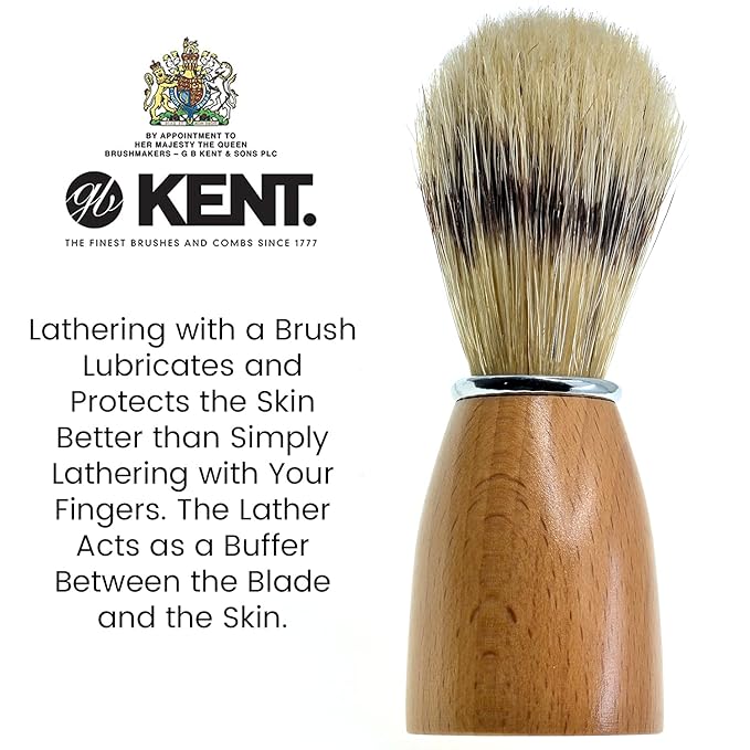 Kent VS80 Natural Badger Bristle Shaving Brush Shaving Kit for Men for Safety Razor, Shaving Razors for Men. Perfect Lather Shaving Brush for Shave Cream, Shaving Soap. Kent Luxury Shaving Since 1777