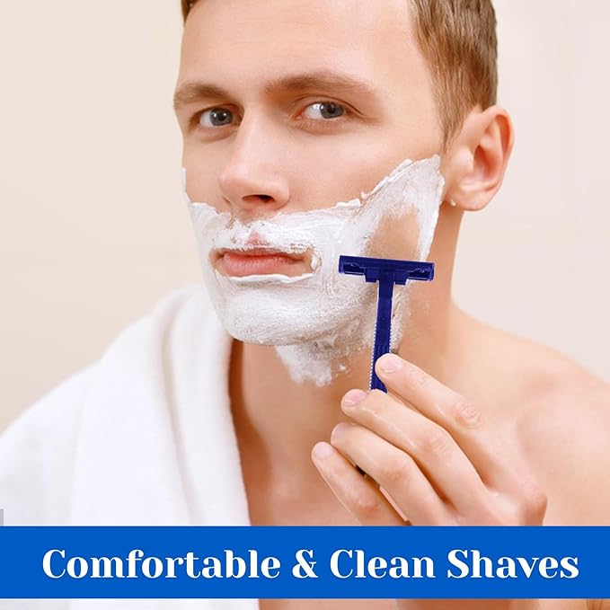 200Pcs Twin Blade Razors for Men, Twin Blade Disposable Razors With Clear Safety Cap, Stainless Steel Disposable Shaver, Multipurpose Portable Manual Shaver for Bathing Hotel Travel