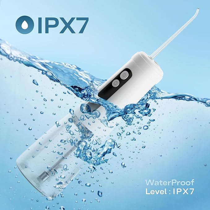 Cordless Water Flosser | Oral Irrigator for Sensitive Gums & Braces | Built-in Light for Self-Cleaning |4 Tips 2 Modes 18 Pressure Settings, Bag | Portable Water Flossers Rechargeable & Waterproof